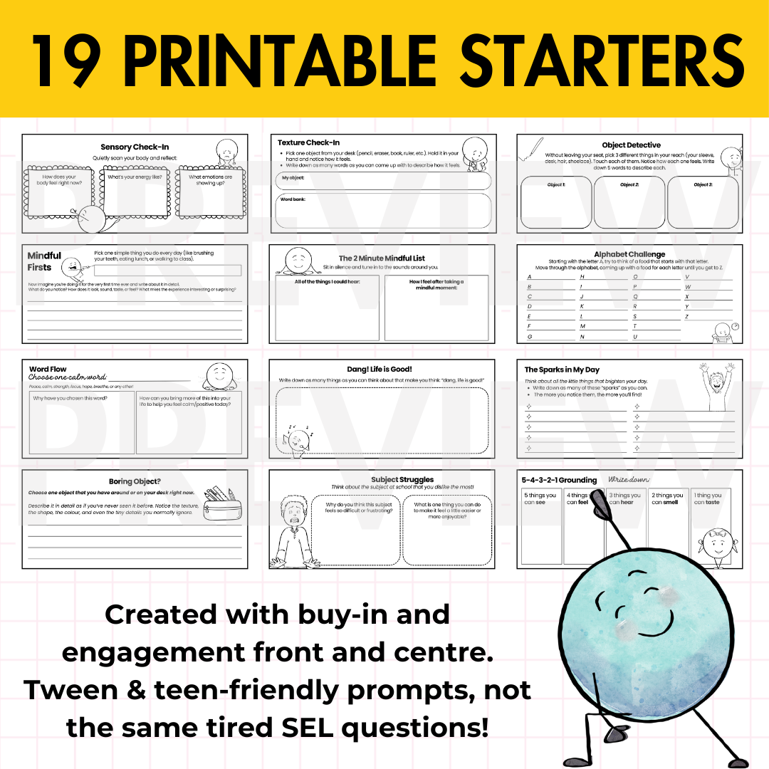 19 Mindfulness SEL Starters | Print & Go for Bell Ringers & Morning Meetings