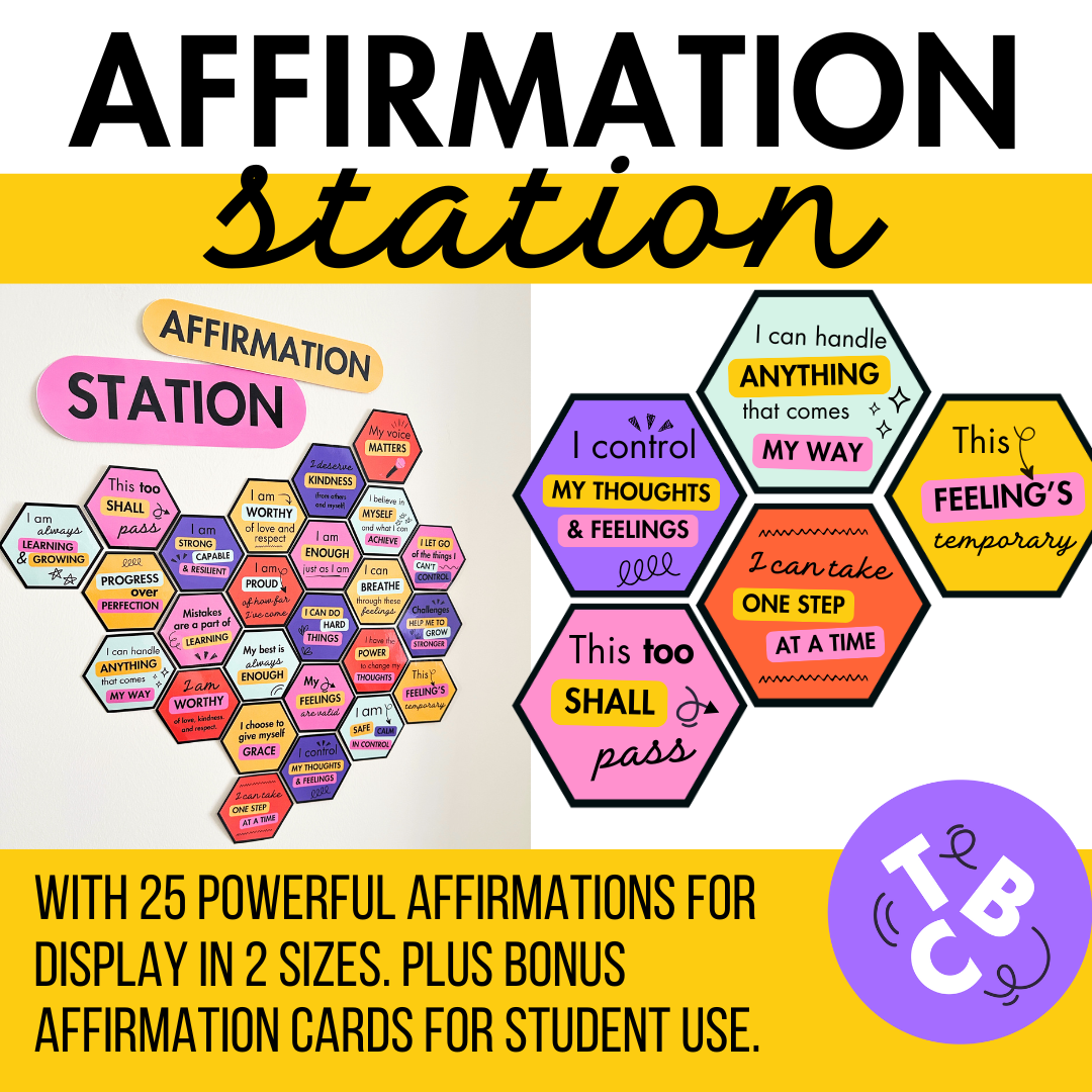 Affirmation Station with Cards | Positive Affirmations for Middle and High | SEL