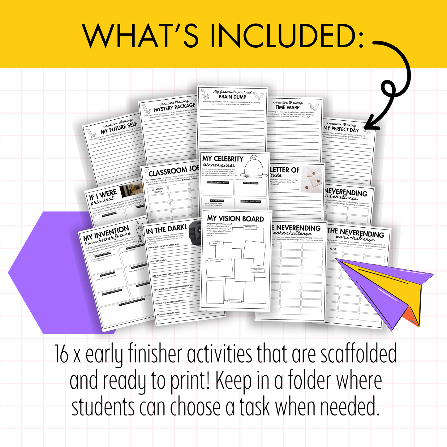 Early Finishers Activity Bundle | Choice Board, Packet, Worksheets & Reflection