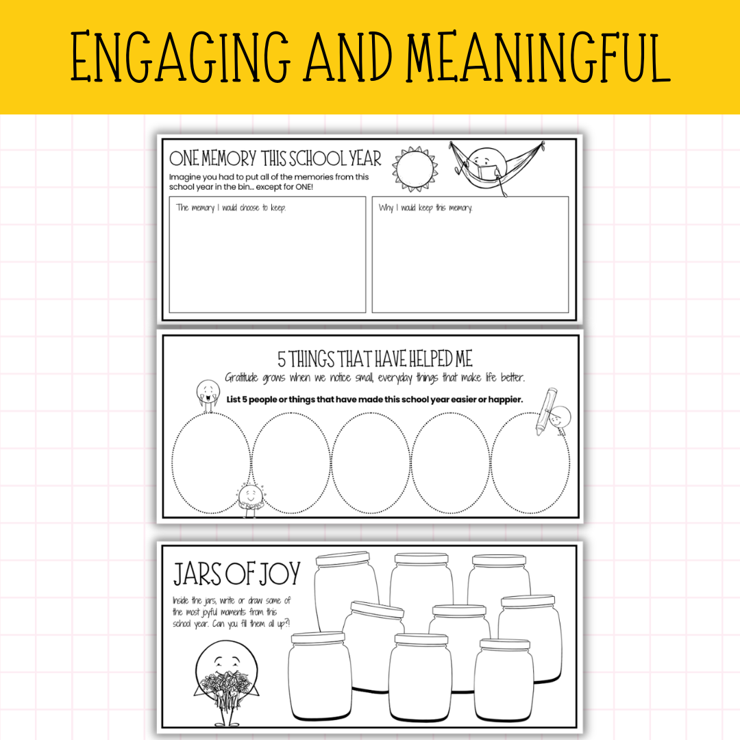 13 End of Year Reflection Bell Ringers | No Prep Summer Starter Slips Grades 5+