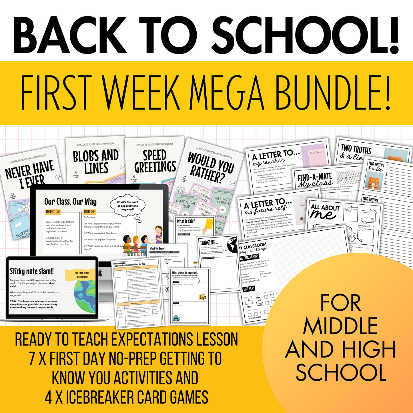 Back to School First Week Mega Bundle! Activities, Icebreakers, and Setting Expectations.