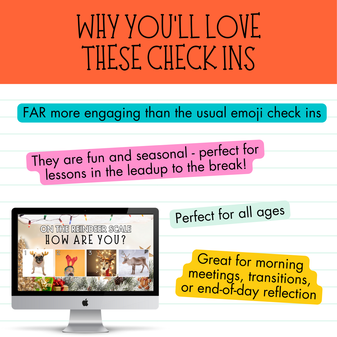 CHRISTMAS SEL VISUAL CHECK-INS • 14 Engaging & Funny Emotional Wellbeing Prompts