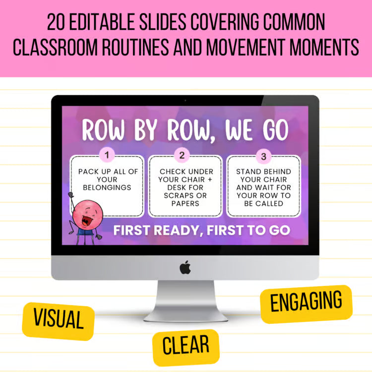 20 Editable Classroom Transition Slides | Visuals for Movement, Pack-Up + MORE