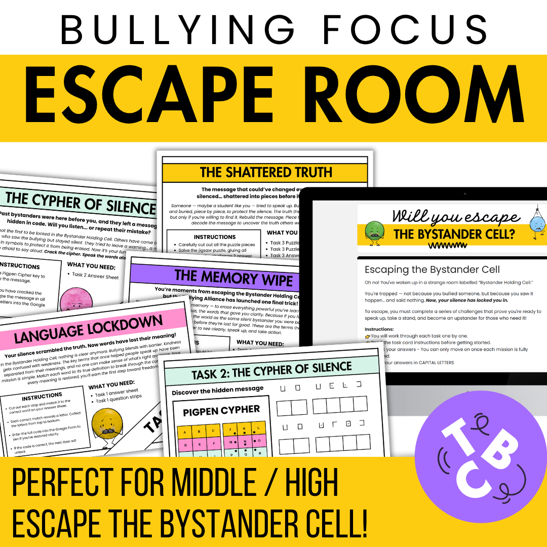 Anti-Bullying Escape Room: Escaping the Bystander Cell! Middle & High