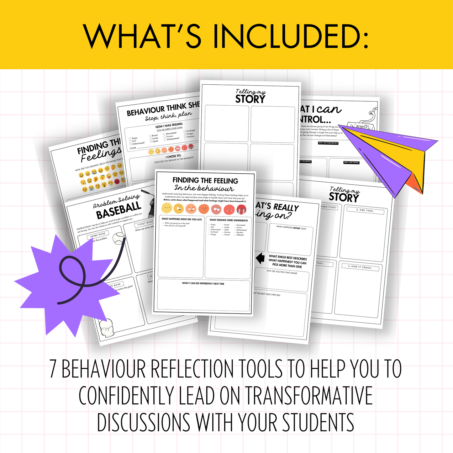 7 Behaviour Reflection Sheets | Restorative Classroom Management | Middle & High
