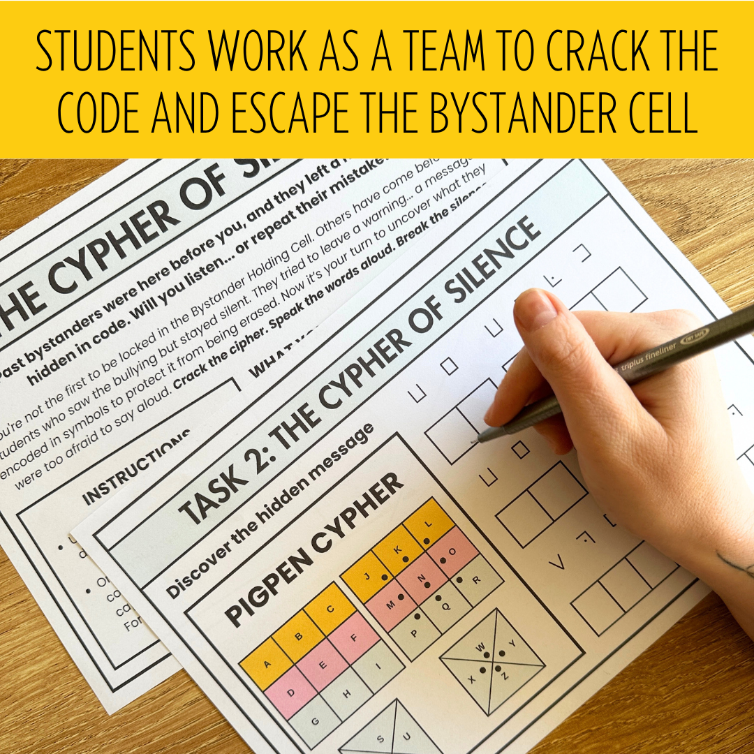 Anti-Bullying Escape Room: Escaping the Bystander Cell! Middle & High