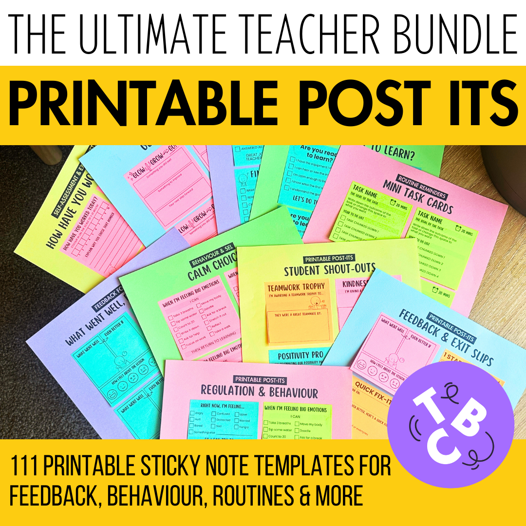 111 Printable Sticky Note Templates | Behaviour, Regulation, Feedback + MORE!