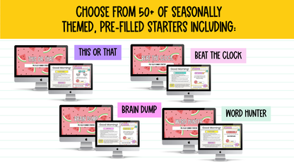 Summer Agenda Slides | w/ 50+ Seasonal Bell Ringers, Do Nows, Starter Activities