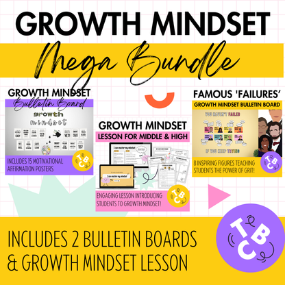 Growth Mindset BUNDLE | Lesson, Bulletin Boards, Activities, Posters!