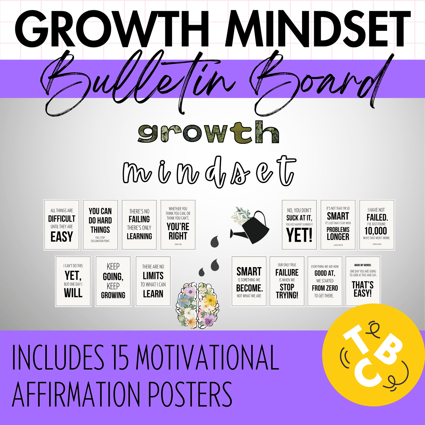 Growth Mindset Bulletin Board Display | Motivational Posters and Quotes | SEL