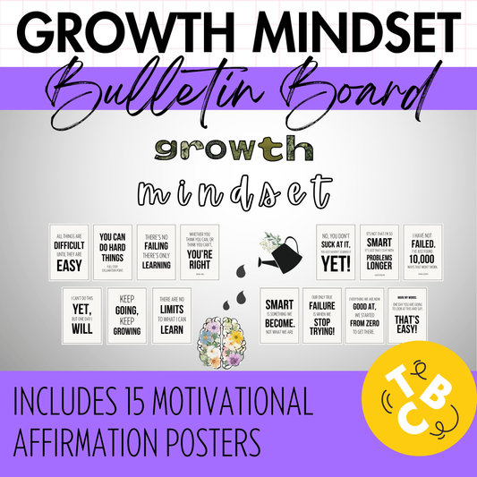 Growth Mindset Bulletin Board Display | Motivational Posters and Quotes | SEL