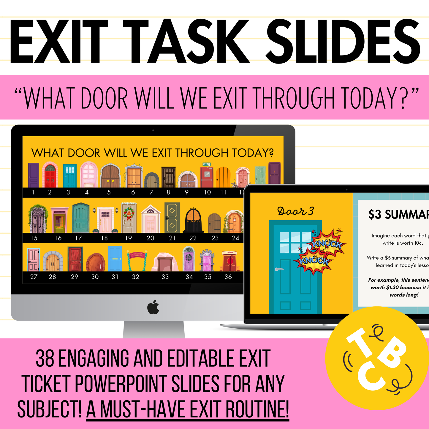 33 Exit Task Activity Slides | Prep-free Substitute for Exit Tickets & Slips!