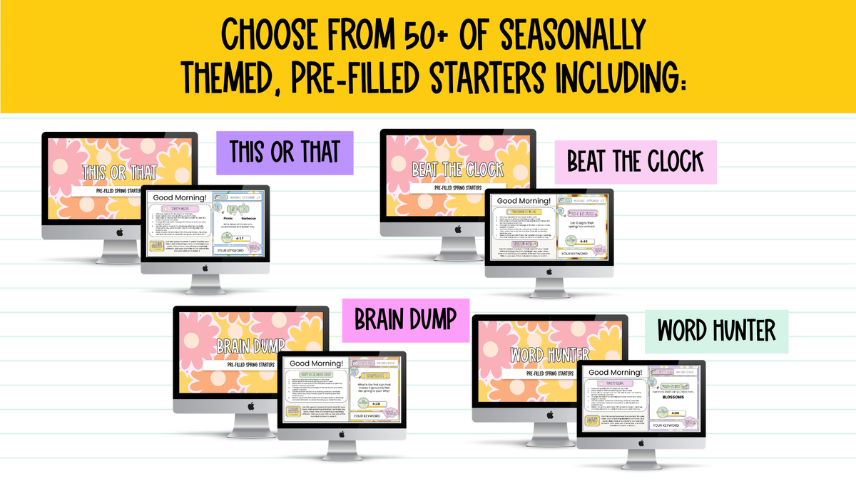 Spring Agenda Slides | w/ 50+ Seasonal Bell Ringers, Do Nows, Starter Activities