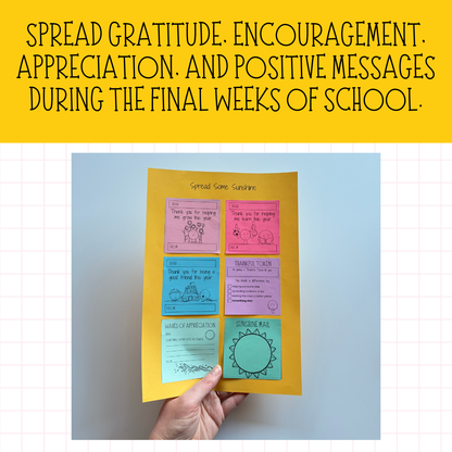 Summer Printable Post-It Note Templates | End of Year Gratitude & Kindness