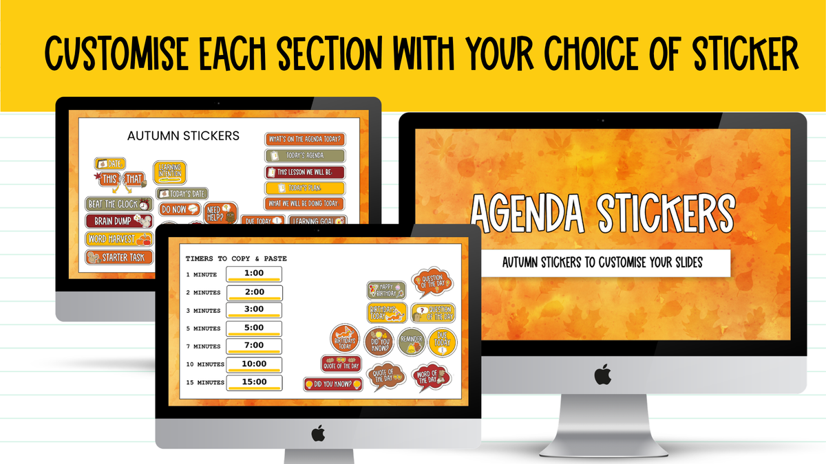Fall [Autumn] Agenda Slides | w/ 50+ Seasonal Bell Ringers + Starter Activities