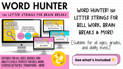 WORD HUNTER! 150 Slides for Morning Work, Brain Break Activity, Bell Ringers