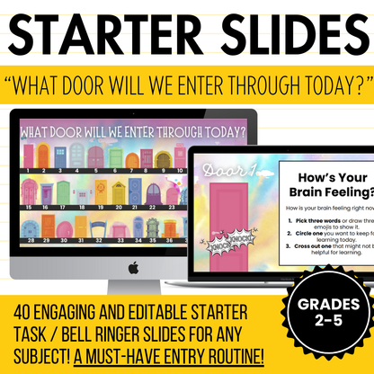 STARTER DOORS [Grades 2–5] 40 Editable Bell Ringer Tasks | No Prep Entry Routine
