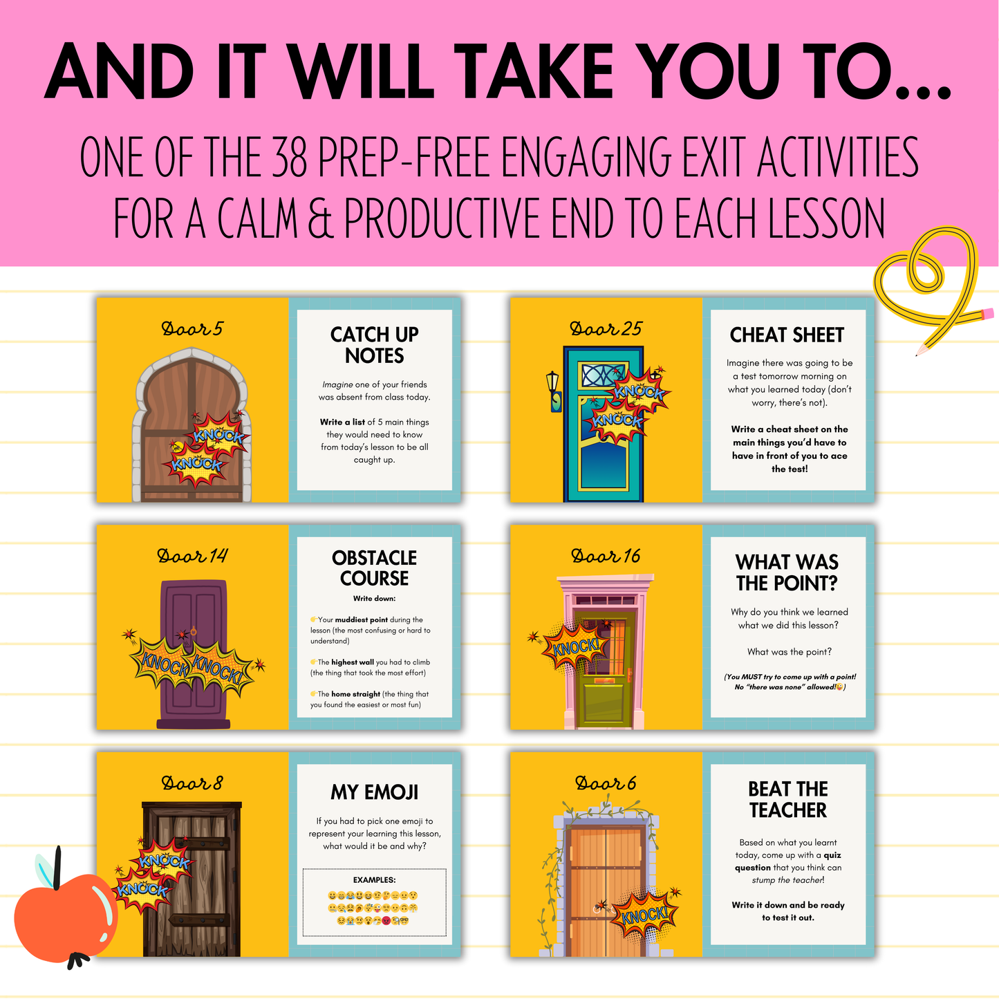 33 Exit Task Activity Slides | Prep-free Substitute for Exit Tickets & Slips!