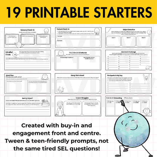19 Mindfulness SEL Starters | Print & Go for Bell Ringers & Morning Meetings