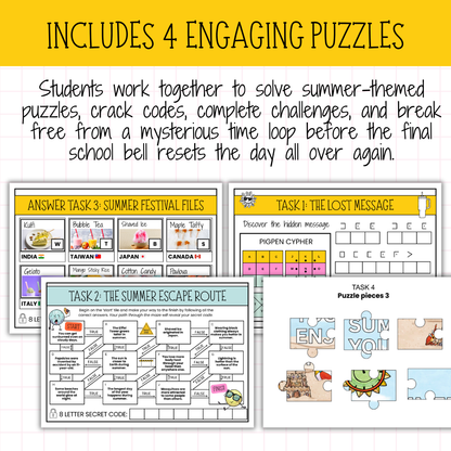 Escape to Summer! | Engaging End of Year Escape Room Activity for Middle & High