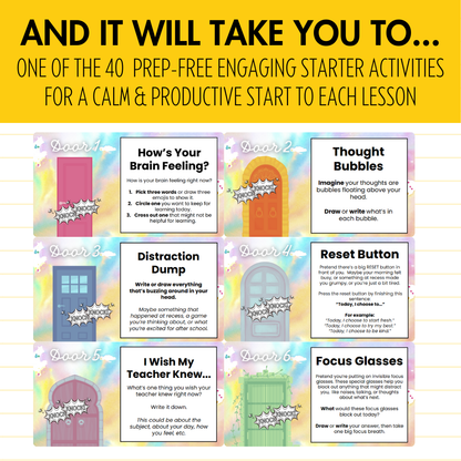 STARTER DOORS [Grades 2–5] 40 Editable Bell Ringer Tasks | No Prep Entry Routine