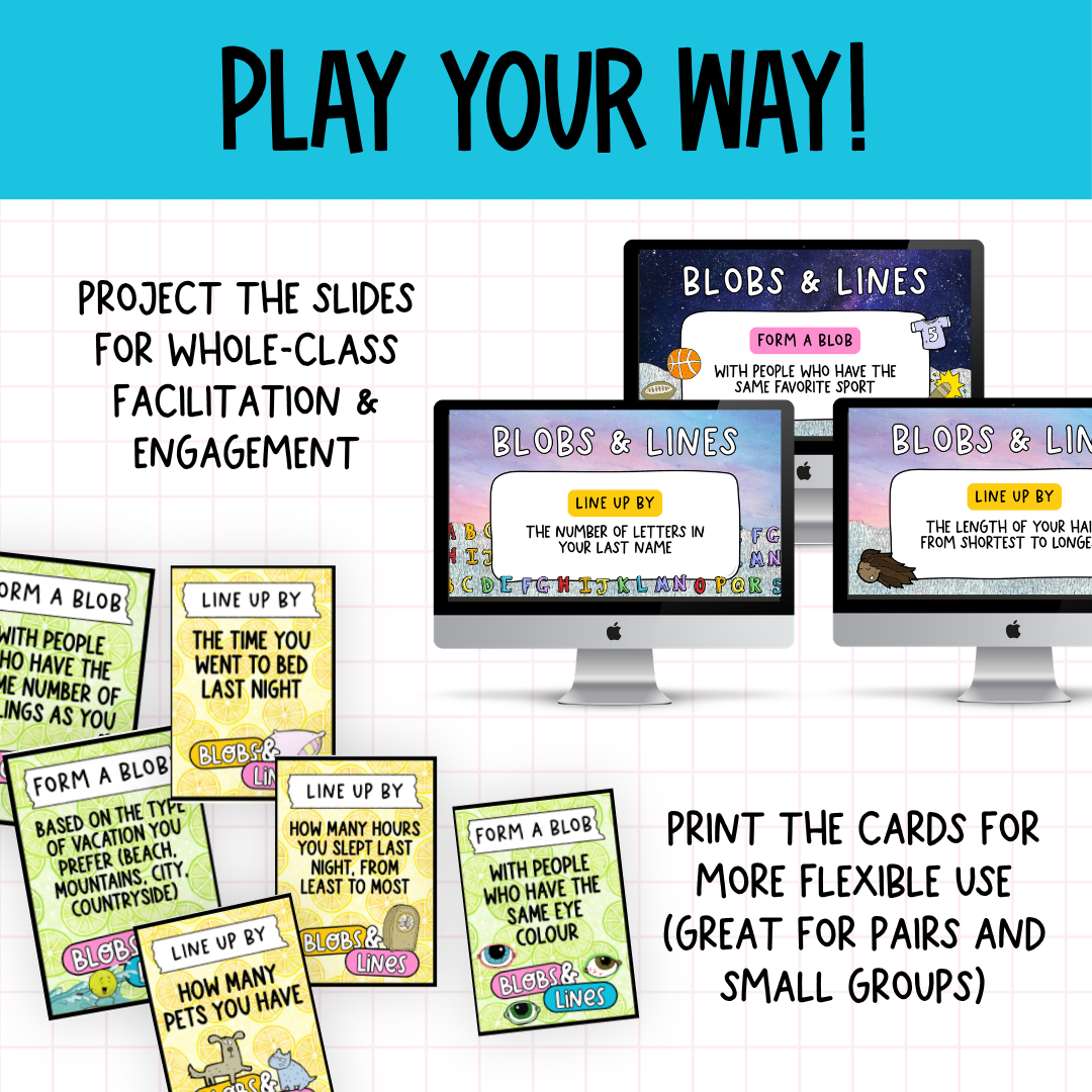 Blobs and Lines Card Game: Back to School Icebreaker Activity and Brain Breaks