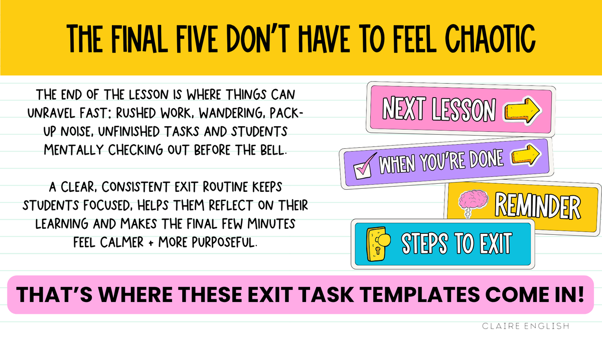 Exit Task Templates | 6 Editable Exit Ticket & Lesson Wrap-Up Slides. ALL GRADES & SUBJECTS
