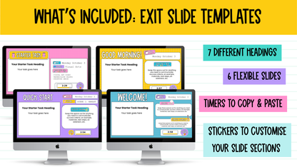 Exit Task Templates | 6 Editable Exit Ticket & Lesson Wrap-Up Slides. ALL GRADES & SUBJECTS