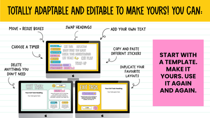 Exit Task Templates | 6 Editable Exit Ticket & Lesson Wrap-Up Slides. ALL GRADES & SUBJECTS