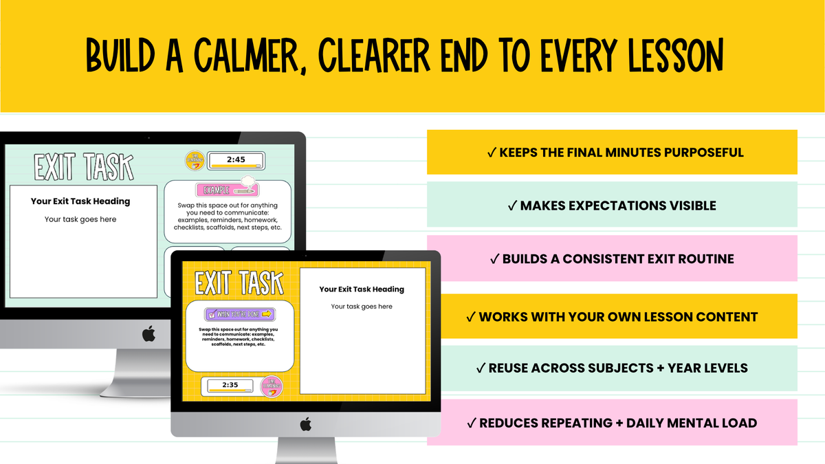 Exit Task Templates | 6 Editable Exit Ticket & Lesson Wrap-Up Slides. ALL GRADES & SUBJECTS