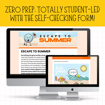 Escape to Summer! | Engaging End of Year Escape Room Activity for Middle & High