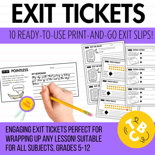 10 Engaging Exit Tickets / Slips | For All Subjects | Middle and High School