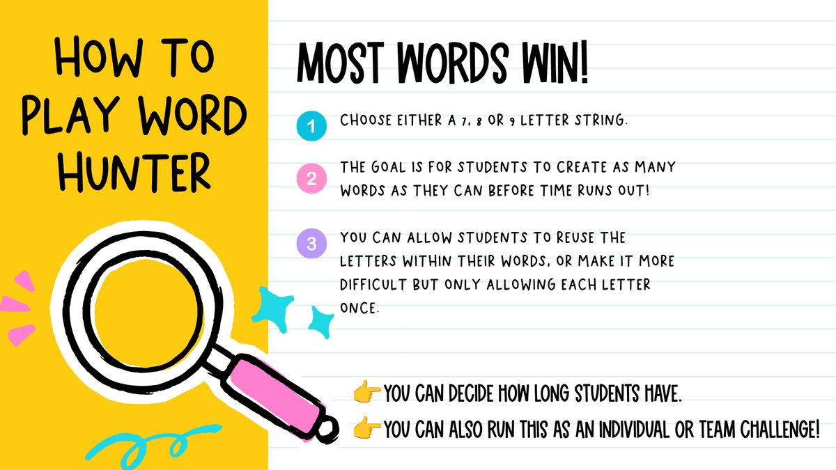 WORD HUNTER! 150 Slides for Morning Work, Brain Break Activity, Bell Ringers