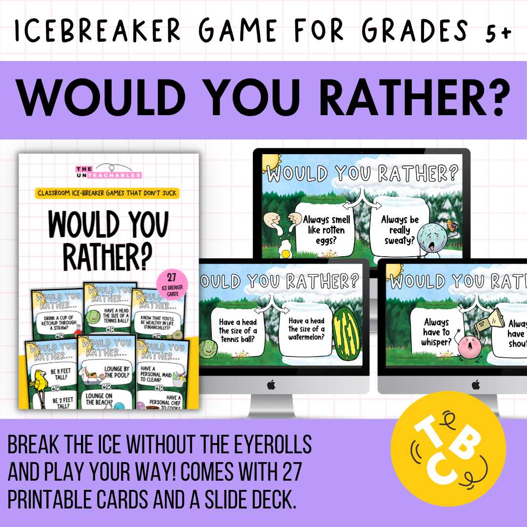Would You Rather Card Game: Back to School Icebreaker Activity and Brain Breaks