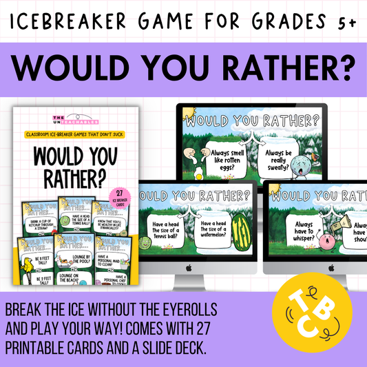Would You Rather Card Game: Back to School Icebreaker Activity and Brain Breaks