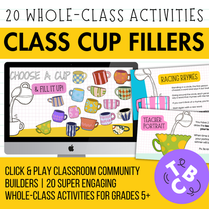 CUP FILLERS | Classroom Community Games | 20 Click & Play Whole Class Activities