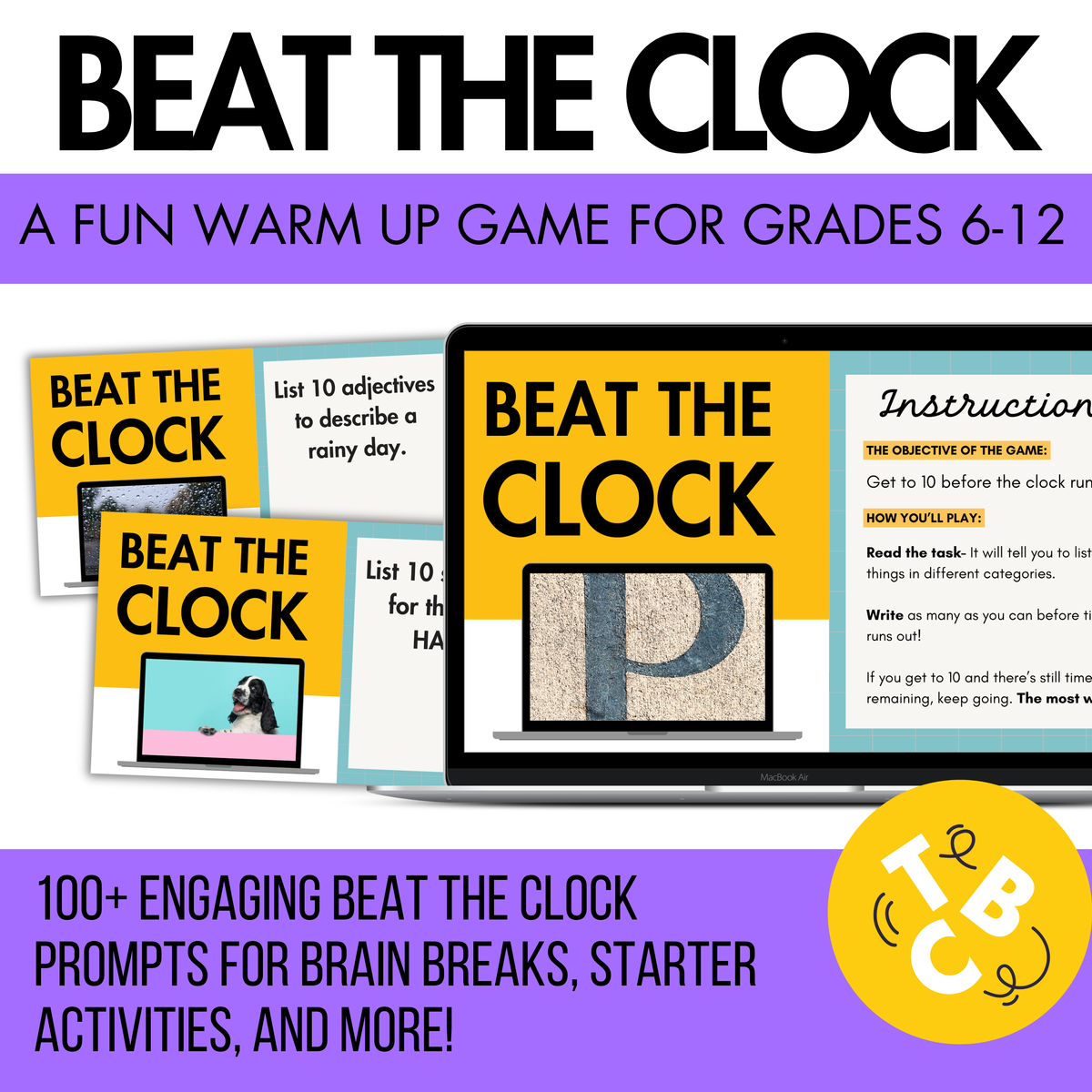 Beat the Clock! A Fun Warm Up Activity or Brain Break | Middle School ...