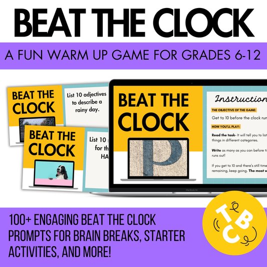 Beat the Clock! A Fun Warm Up Activity or Brain Break | Middle School Bell Work