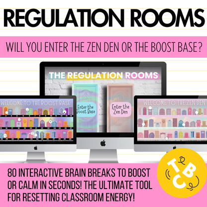 REGULATION ROOMS | 80 Editable Interactive Brain Break Slides | SEL & Regulation
