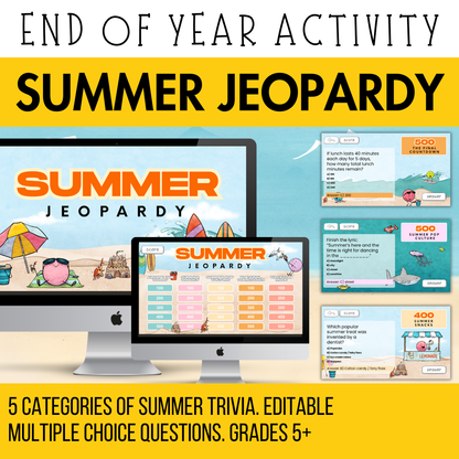 Summer Jeopardy Game | End of Year Activity | Whole Class Game | Middle & High