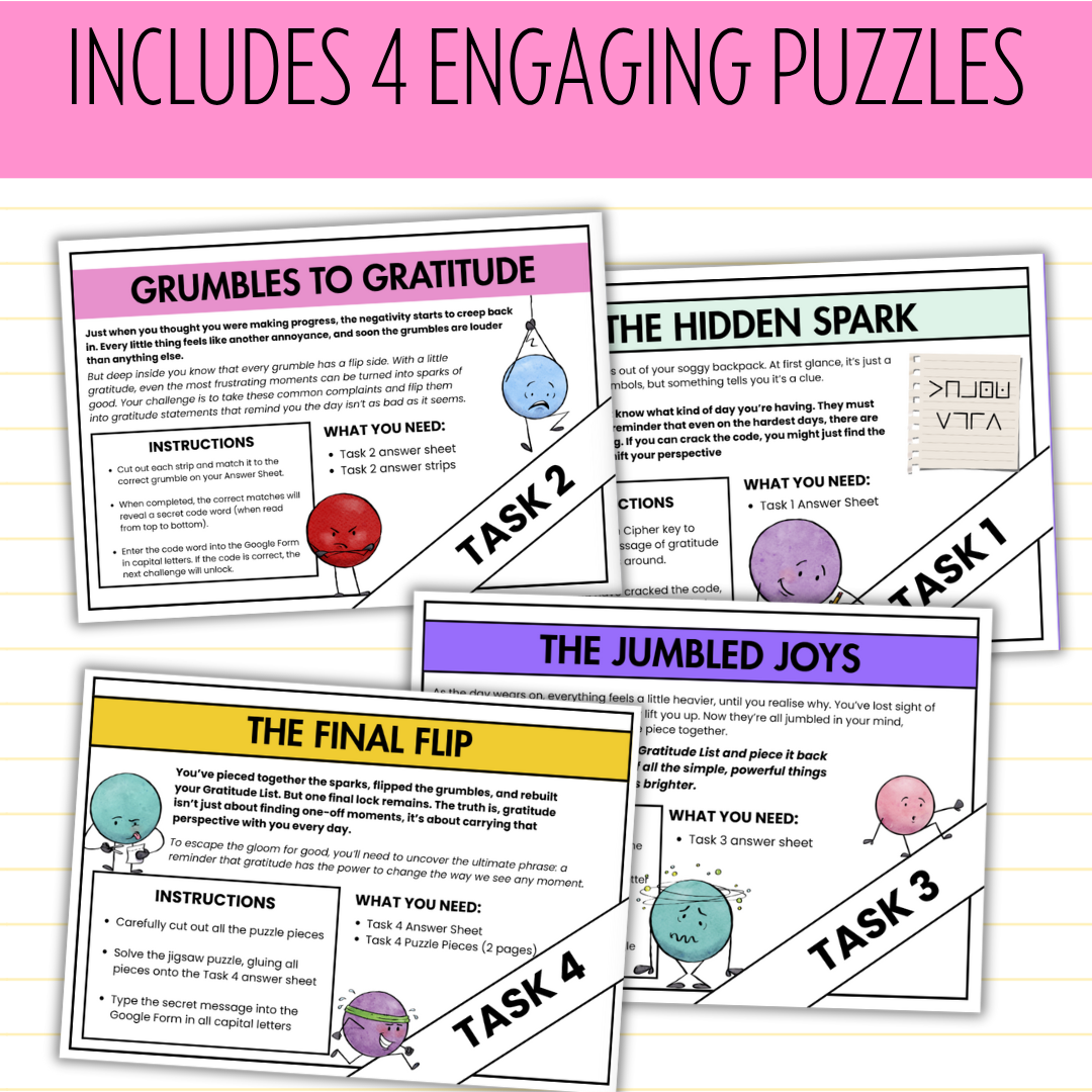 Gratitude Escape Room | SEL Gratitude Activity for Upper Primary & Middle School