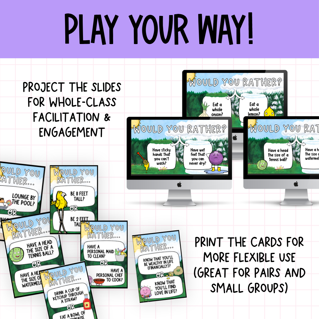 Would You Rather Card Game: Back to School Icebreaker Activity and Brain Breaks