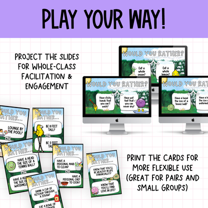 Would You Rather Card Game: Back to School Icebreaker Activity and Brain Breaks