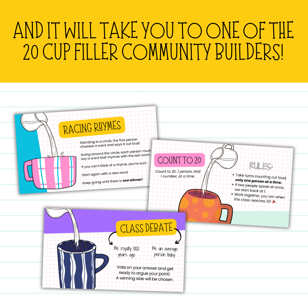 CUP FILLERS | Classroom Community Games | 20 Click & Play Whole Class Activities