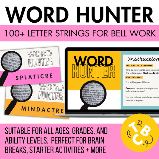 WORD HUNTER! 100+ Slides for Morning Work, Brain Break Activity, Bell Ringers