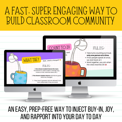 CUP FILLERS | Classroom Community Games | 20 Click & Play Whole Class Activities