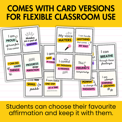 Affirmation Station with Cards | Positive Affirmations for Middle and High | SEL