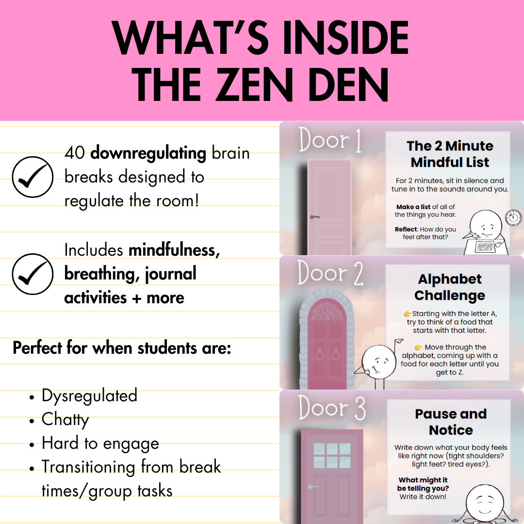 REGULATION ROOMS | 80 Editable Interactive Brain Break Slides | SEL & Regulation
