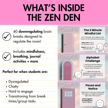 REGULATION ROOMS | 80 Editable Interactive Brain Break Slides | SEL & Regulation