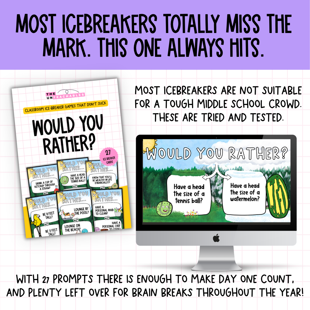 Would You Rather Card Game: Back to School Icebreaker Activity and Brain Breaks